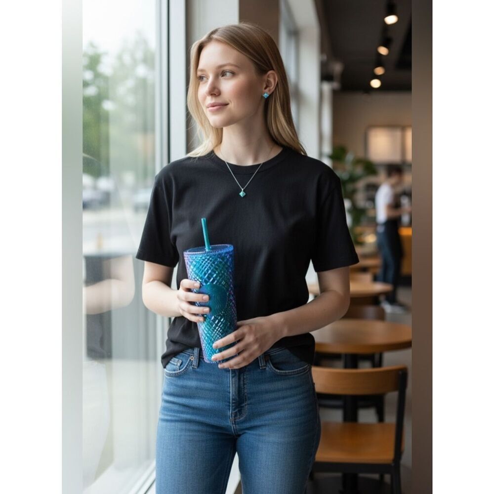 Starbucks 2021 Blue Jeweled Studded Venti Tumbler 24oz Cold Cup